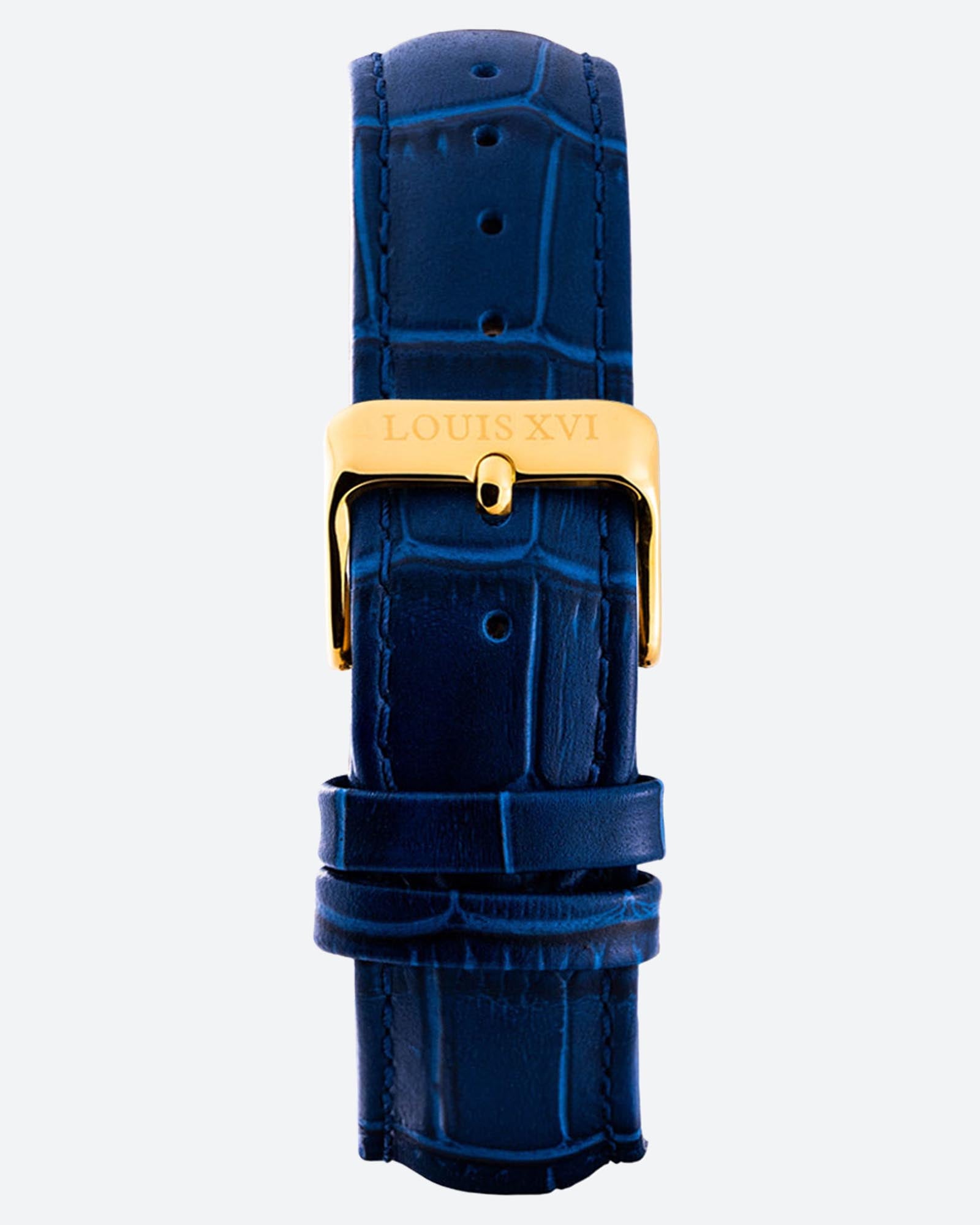 Bracelet en cuir - Bleu/Or