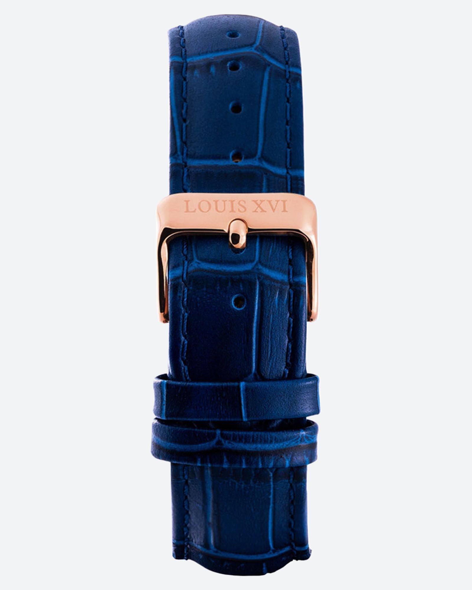 Bracelet en cuir - Bleu/Or rose