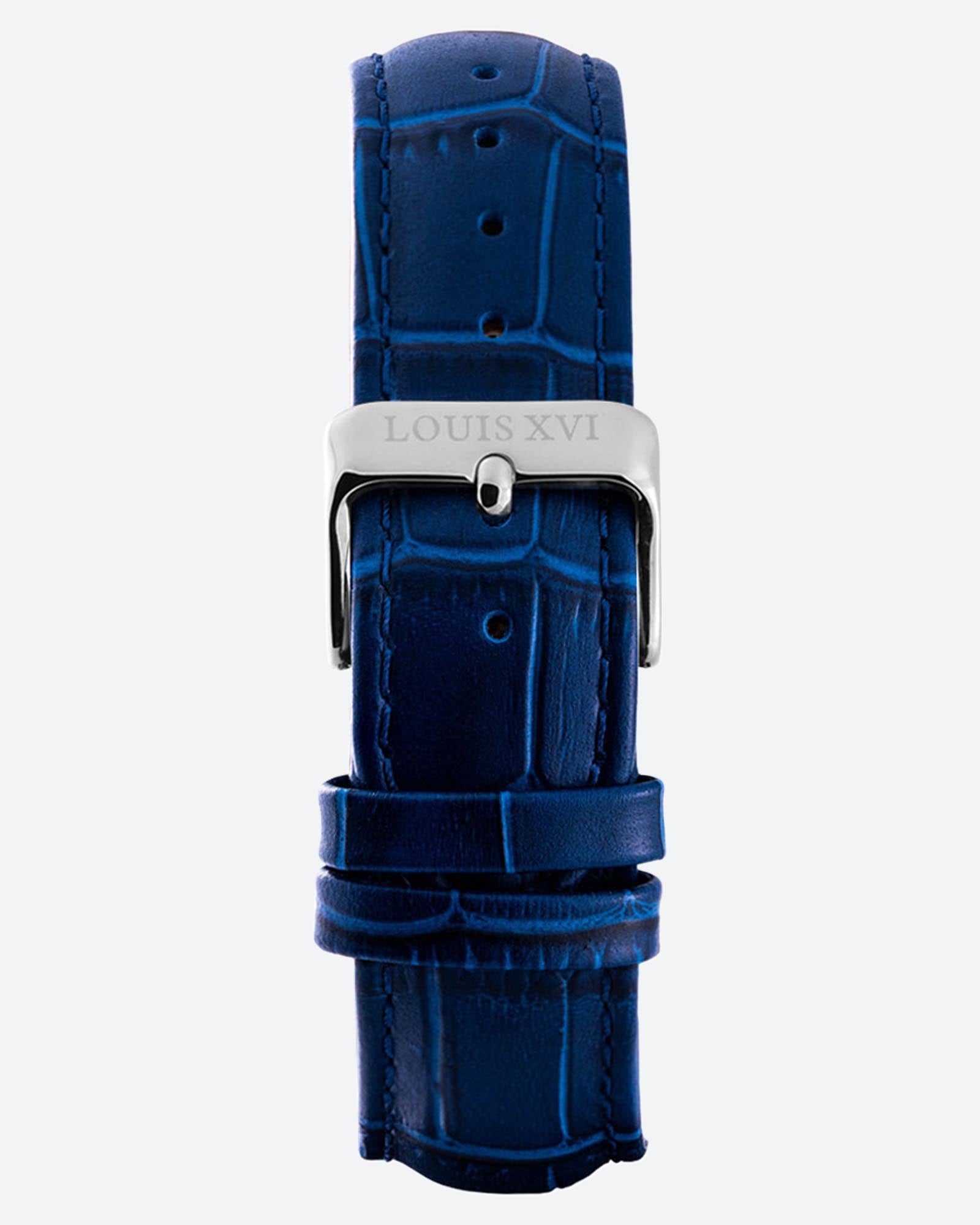 Bracelet en cuir - Bleu/Argent